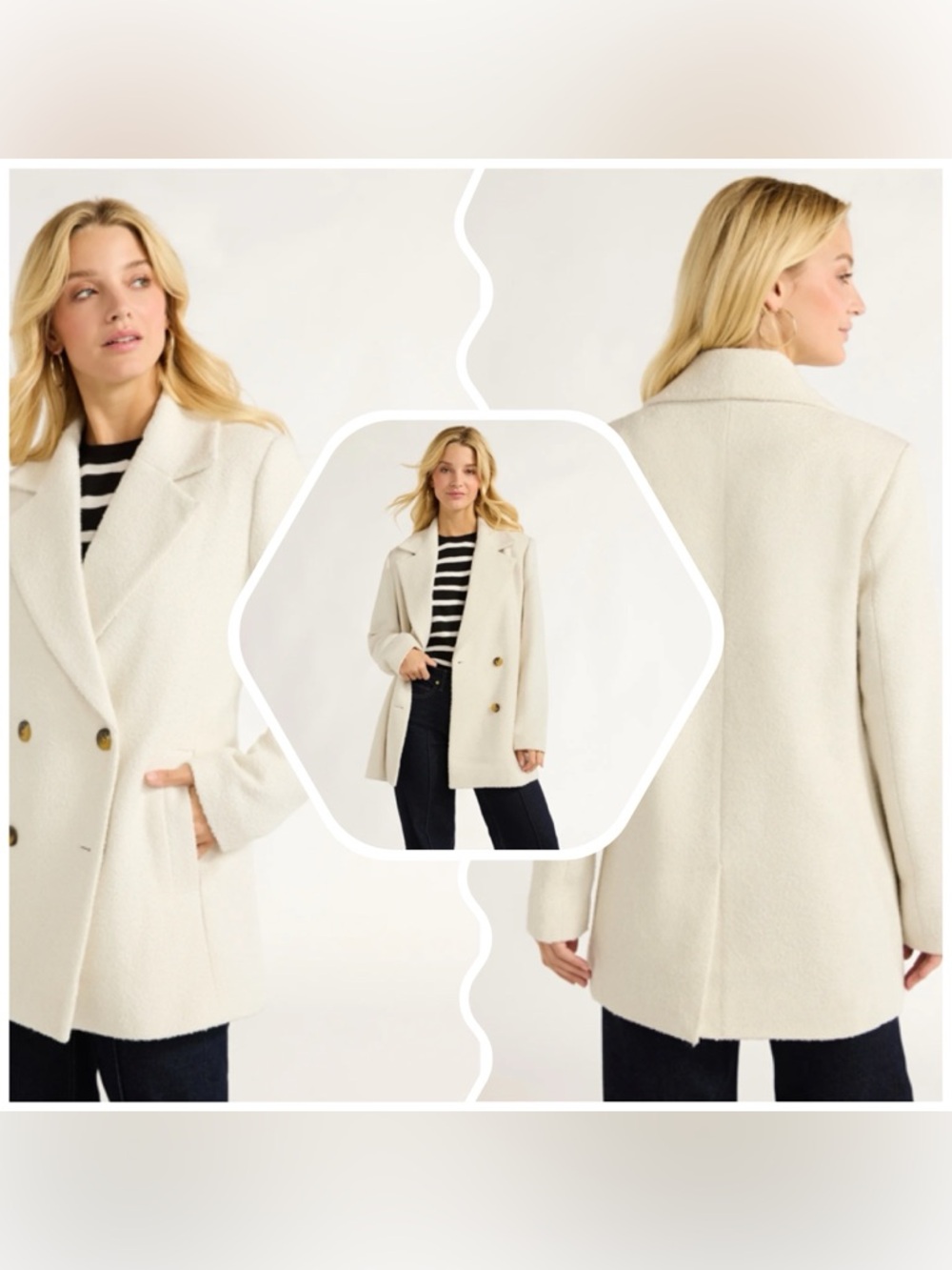 Free Assembly Women's Boxy Double Breasted Jacket -L